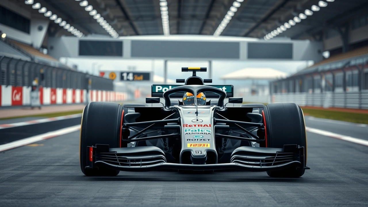 voiture de Formule 1 sur un circuit avec des features de sécurité