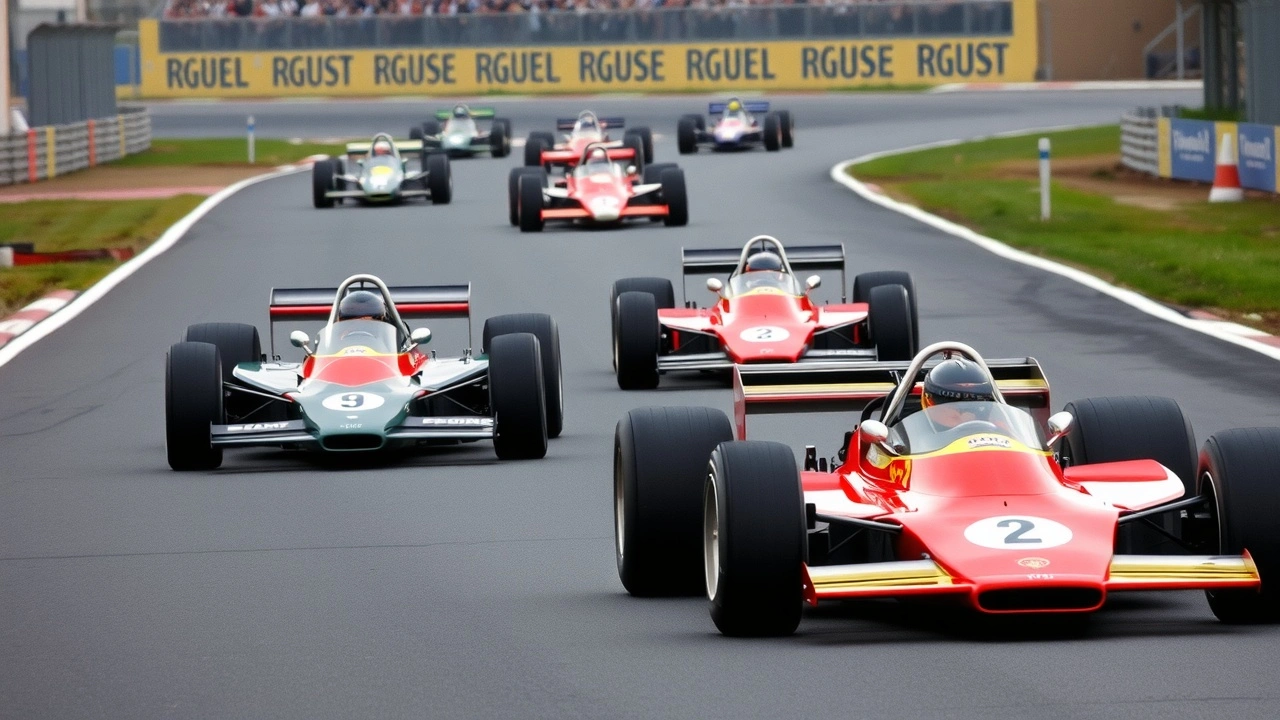 voiture de formule 1 des annees 1960 a 1980 en course