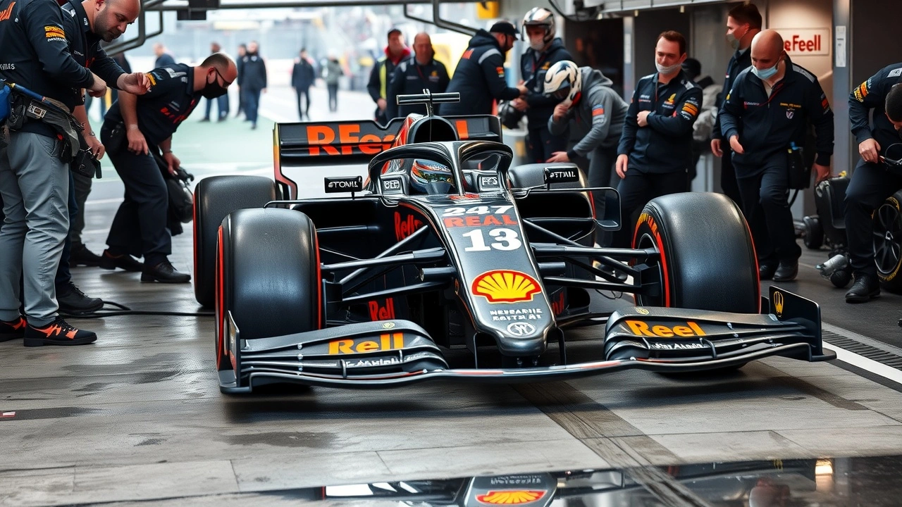 voiture de Formule 1 dans un arrêt au stand