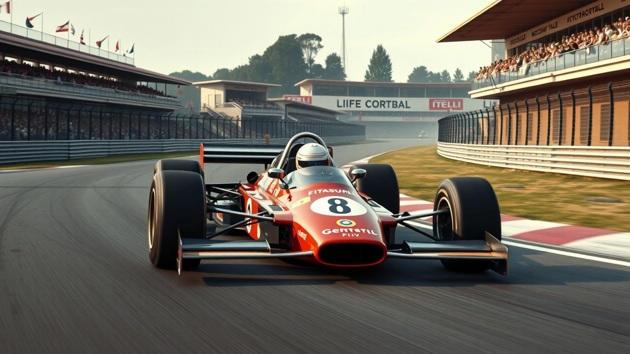 voiture de Formule 1 classique sur un circuit historique
