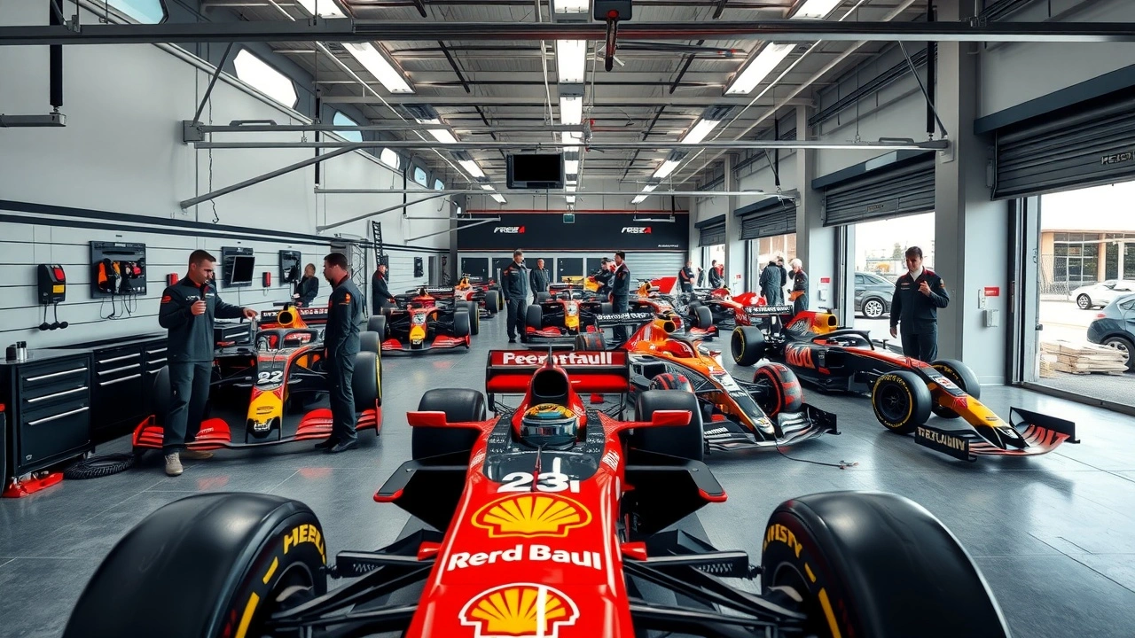 garagiste de l ecurie nouvelle avec voitures de F1