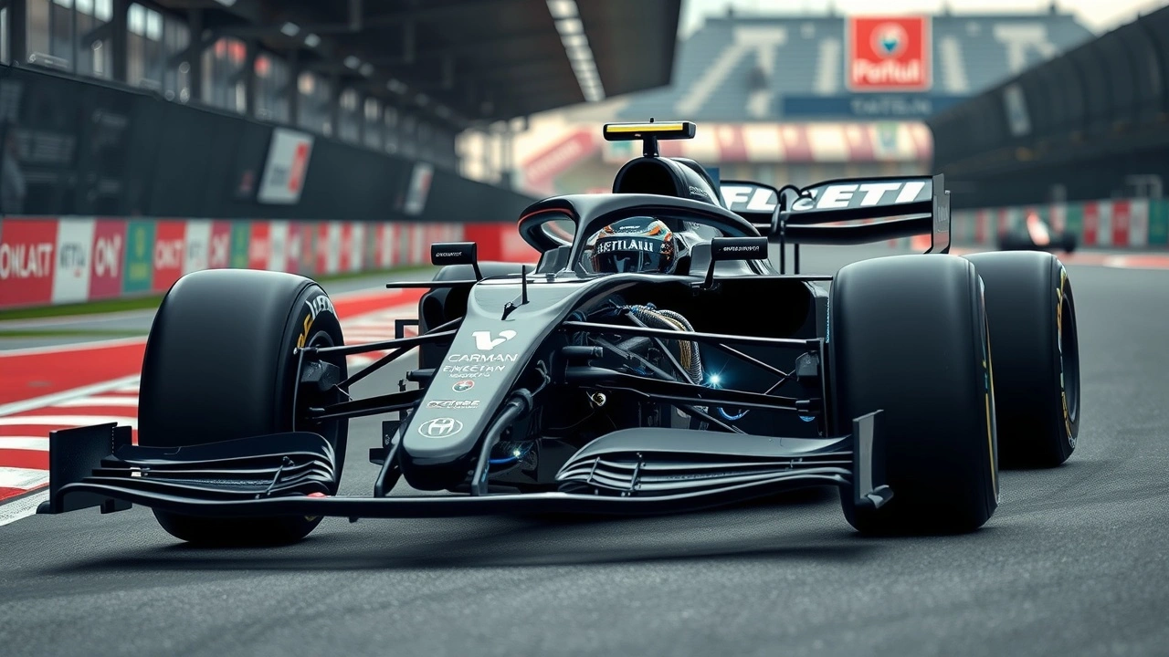 Voiture de Formule 1 avec moteur hybride sur circuit