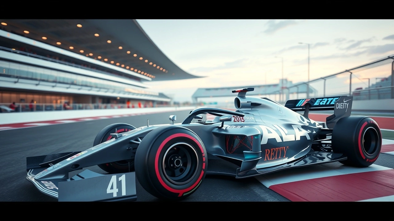 Voiture de Formule 1 sur une piste futuriste