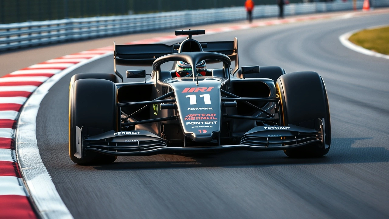 Voiture de Formule 1 moderne sur circuit avec améliorations de sécurité