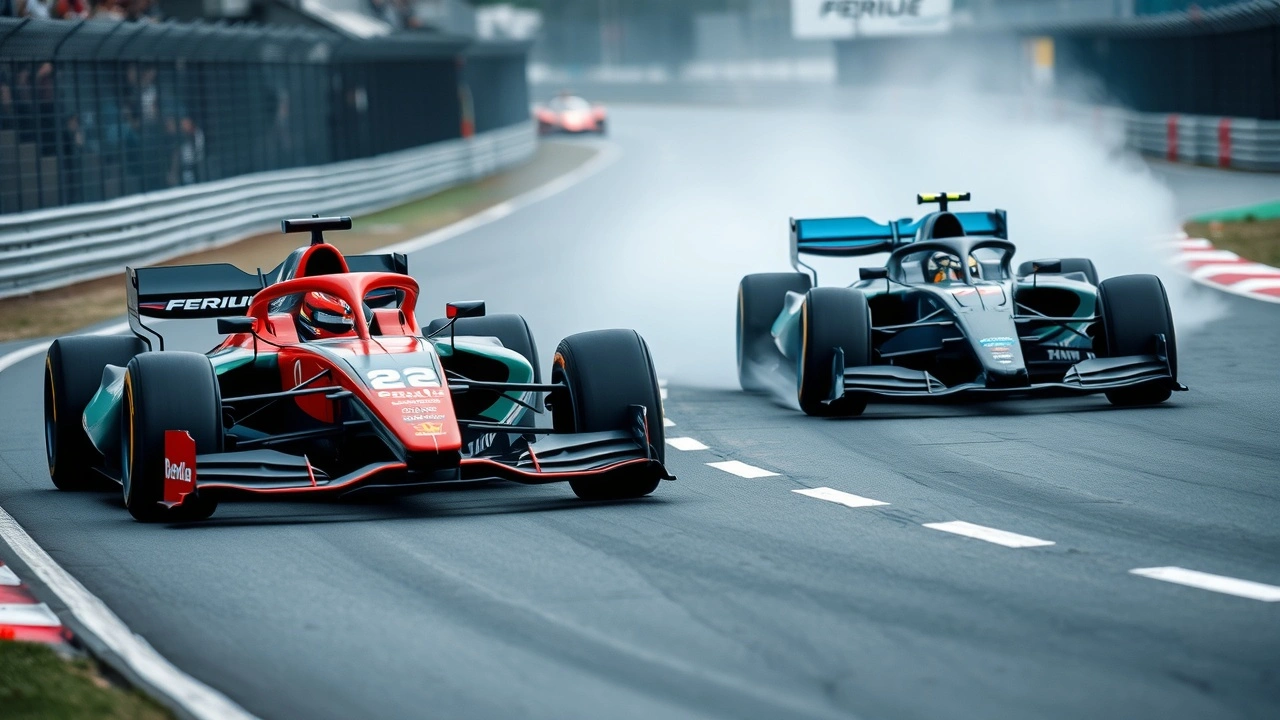 voiture de Formule E et voiture de Formule 1 sur circuit