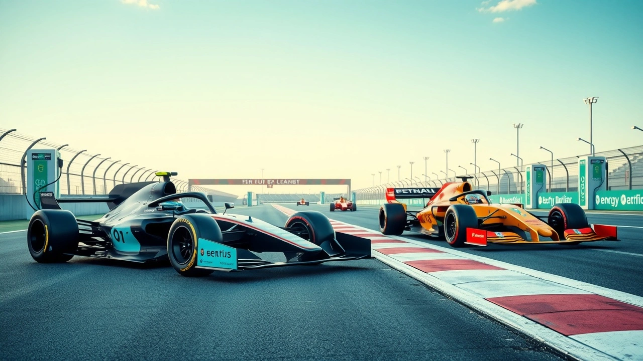 Voiture de Formule E et de Formule 1 sur un circuit