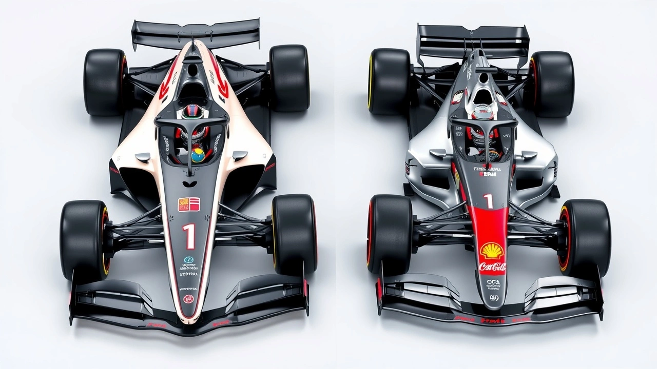 voitures de Formule E et de Formule 1 côte à côte