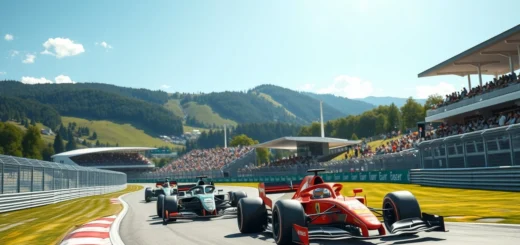 Une illustration photoréaliste des voitures de Formule 1 sur le circuit de Spielberg en Autriche.