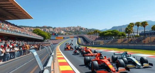 Une illustration photoréaliste du Grand Prix d'Espagne 2025 au circuit de Barcelone.