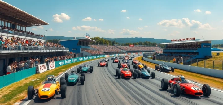 Une scène vibrante du Grand Prix de France Historique 2025 avec des légendes de la F1 à Paul Ricard.