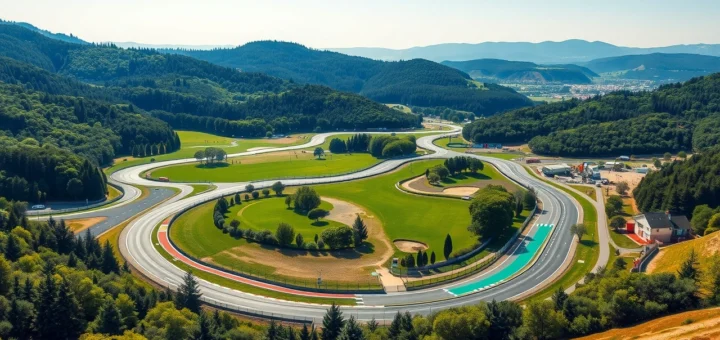 Illustration photorealiste du Grand Prix de France à Paul Ricard avec des paysages environnants