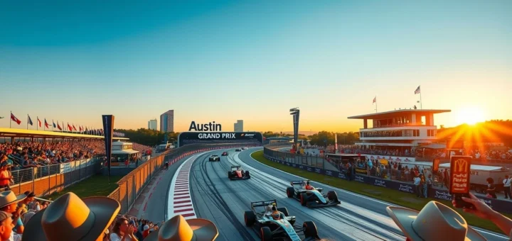 Vue photoréaliste du circuit de Formule 1 d'Austin, combinant tradition et modernité.