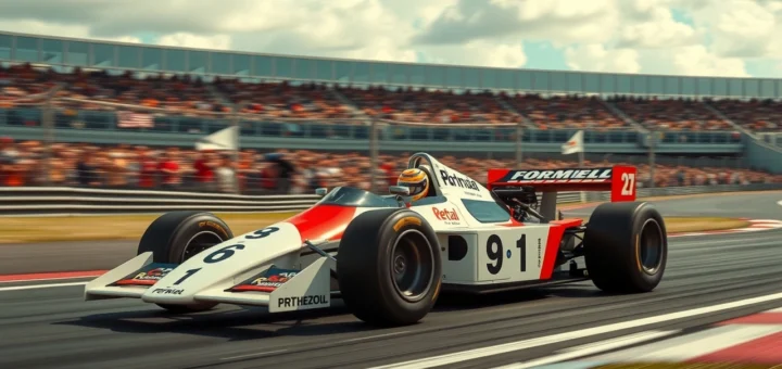 Une illustration photoréaliste de la Formule 1 inspirée par l'héritage d'Alain Prost.