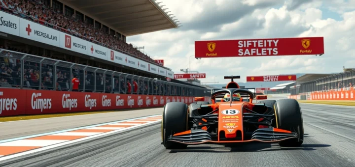Une scène de Formule 1 illustrant l'héritage de Jules Bianchi et les nouvelles normes de sécurité.