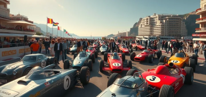 Hommage à Ayrton Senna avec une parade de ses voitures historiques à Monaco.