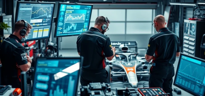 Une image illustrant la transformation des stratégies des équipes de sports automobiles grâce à l'analyse des données.