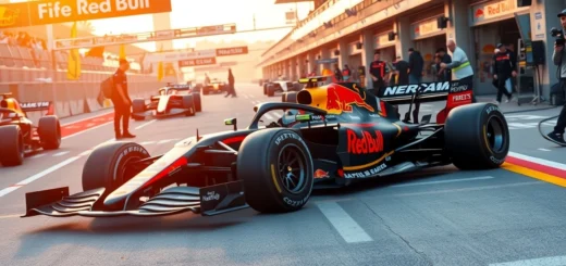 Scène de Formule 1 en 2025 avec le remplacer de Sergio Perez chez Red Bull.