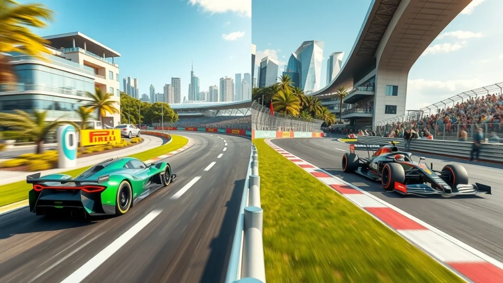 Image contrast entre Formule E et Formule 1 avec des éléments de durabilité.