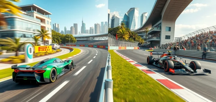 Image contrast entre Formule E et Formule 1 avec des éléments de durabilité.