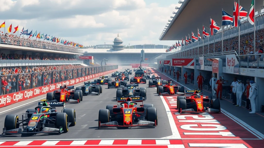 Une scène de course de Formule 1 illustrant l'impact des changements de règlement en 2023, avec des voitures modernes et une foule enthousiaste.