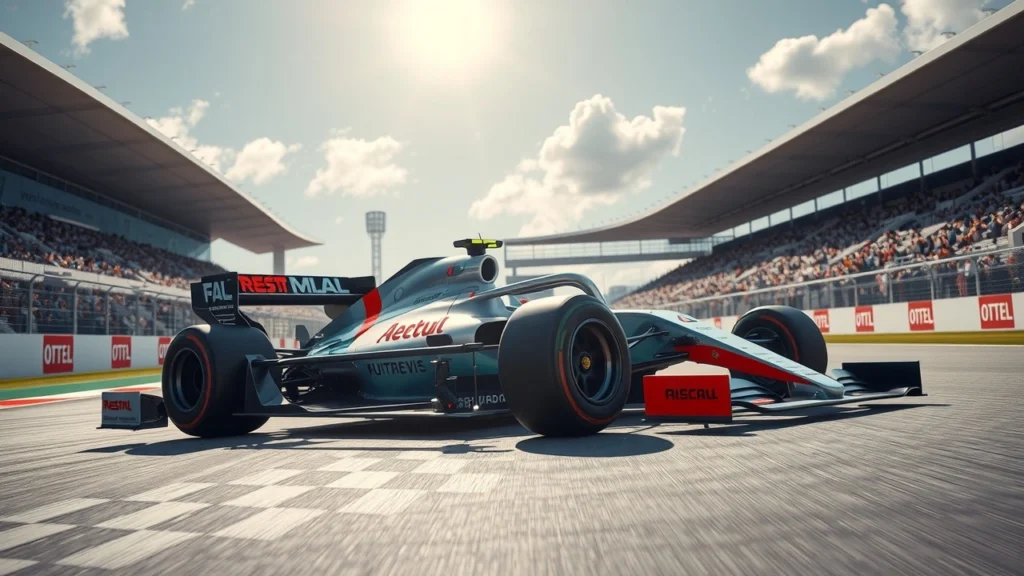 Une voiture de Formule 1 moderne sur un circuit, mettant en avant les innovations en gestion de l'énergie.