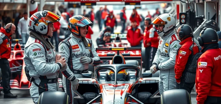 Une illustration photoréaliste de l'intégration des jeunes pilotes dans les écuries de F1.