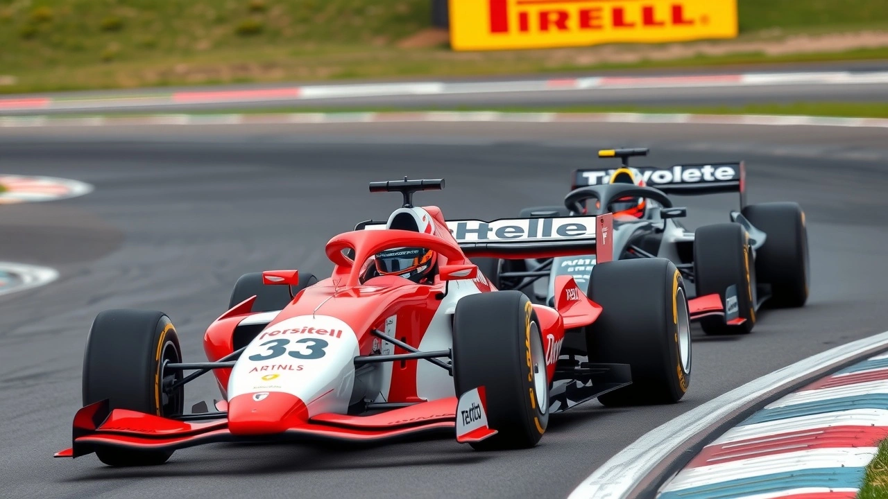 des jeunes pilotes de Formule 1 sur un circuit de course