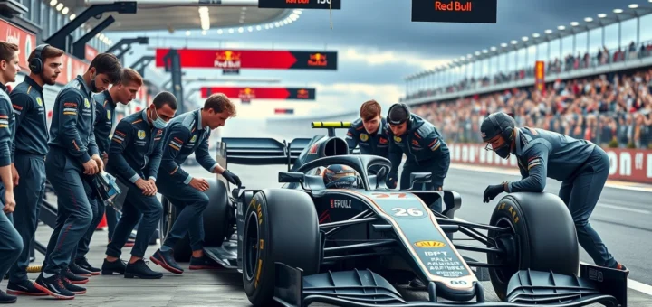 Les jeunes talents en action lors d'un arrêt au stand de Formule 1.