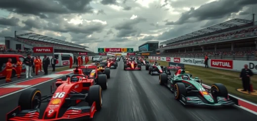 Une scène poignante illustrant l'héritage de Jules Bianchi en Formule 1, avec des caractéristiques de sécurité modernes sur le circuit.