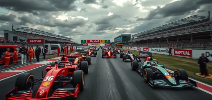 Une scène poignante illustrant l'héritage de Jules Bianchi en Formule 1, avec des caractéristiques de sécurité modernes sur le circuit.