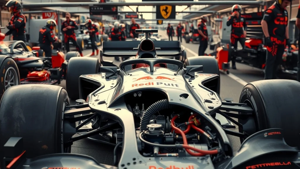 Une scène photoréaliste illustrant les leçons d'ingénierie tirées des accidents en Formule 1.