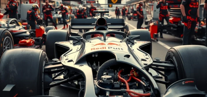 Une scène photoréaliste illustrant les leçons d'ingénierie tirées des accidents en Formule 1.