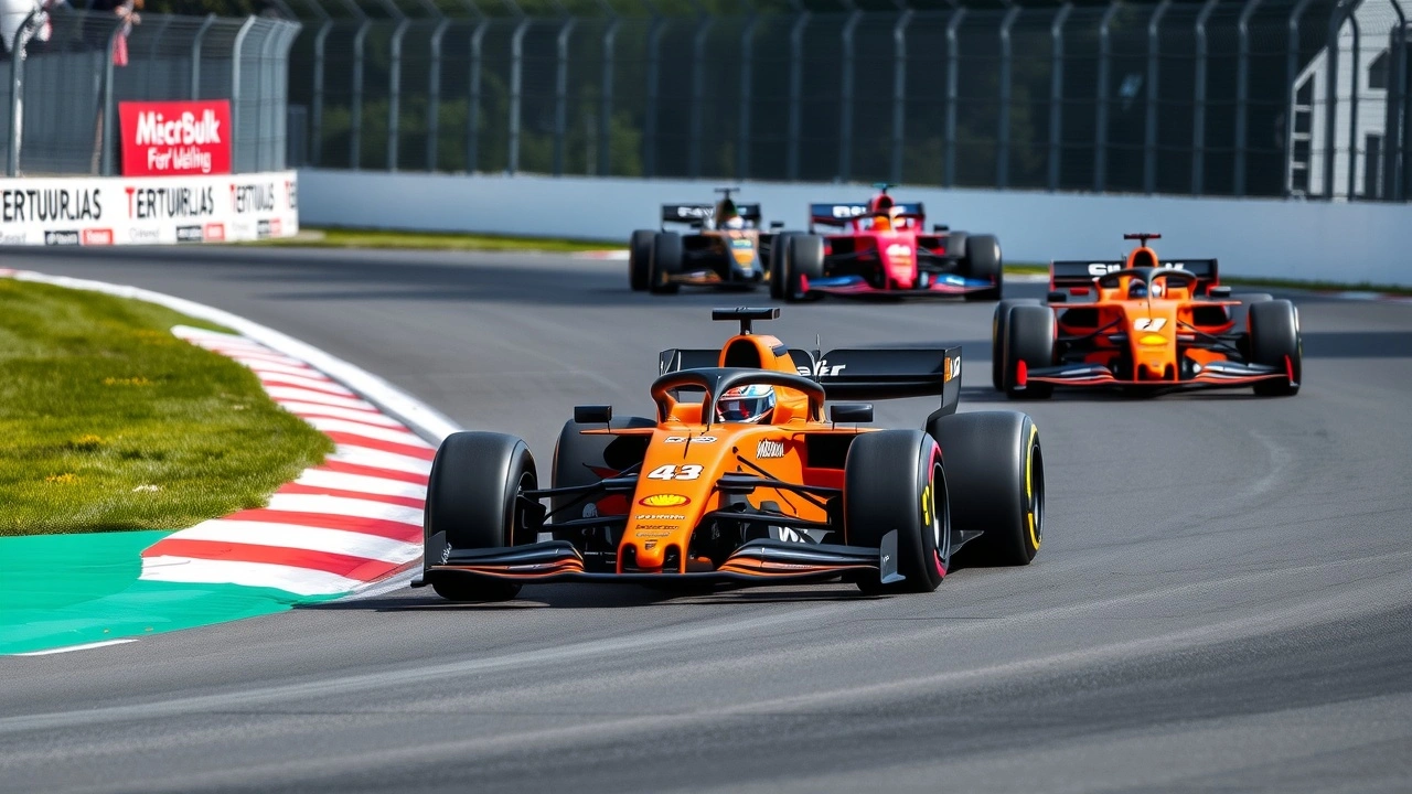 voiture de formule 1 mclaren avec pilotes sur circuit