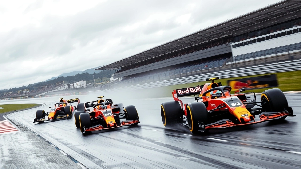 Voitures McLaren et Red Bull sur circuit Spa-Francorchamps