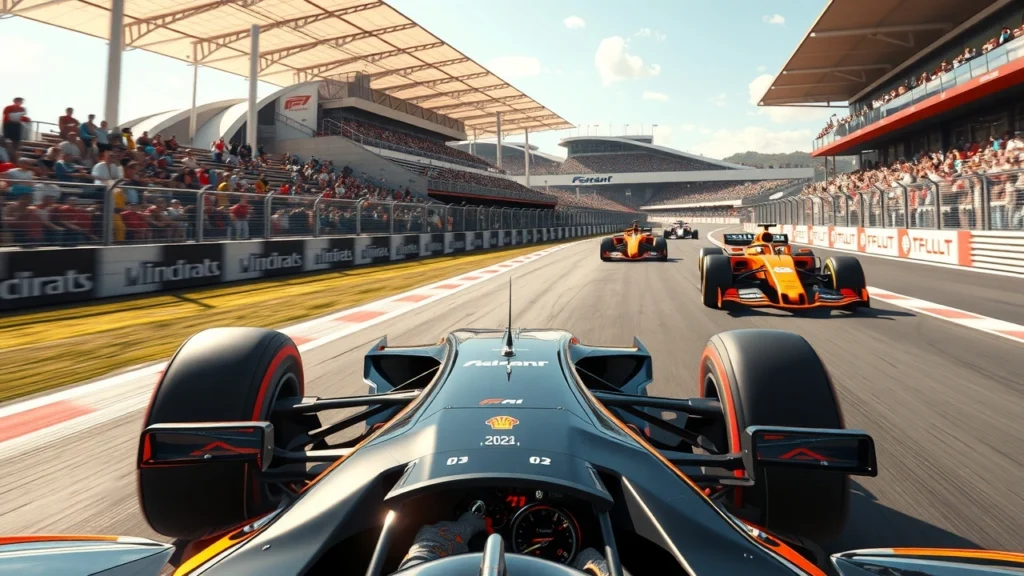 Une illustration photoréaliste de McLaren dominant le championnat 2025 avec Oscar Piastri en tête.