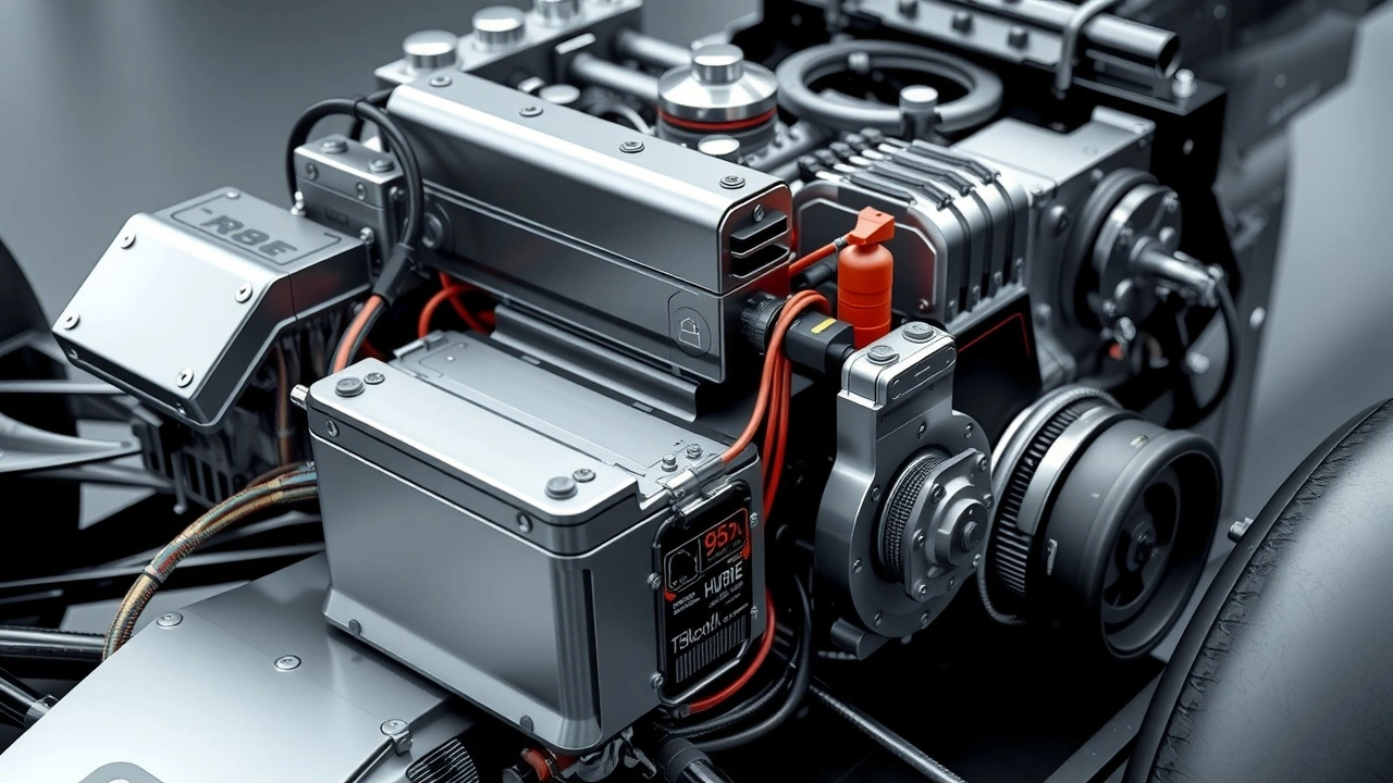 moteur hybride de Formule 1 avec composants visibles