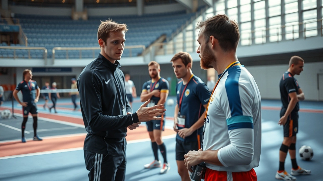 Nicolas Prost avec des athlètes dans un environnement sportif