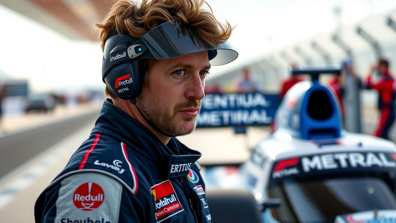 Nicolas Prost en combinaison de course avec une voiture de course