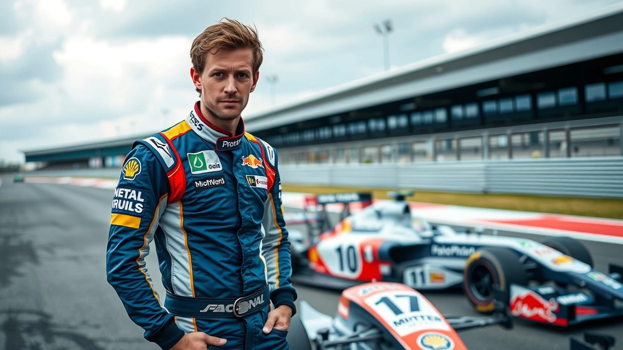 Nicolas Prost en combinaison de course près d'une voiture