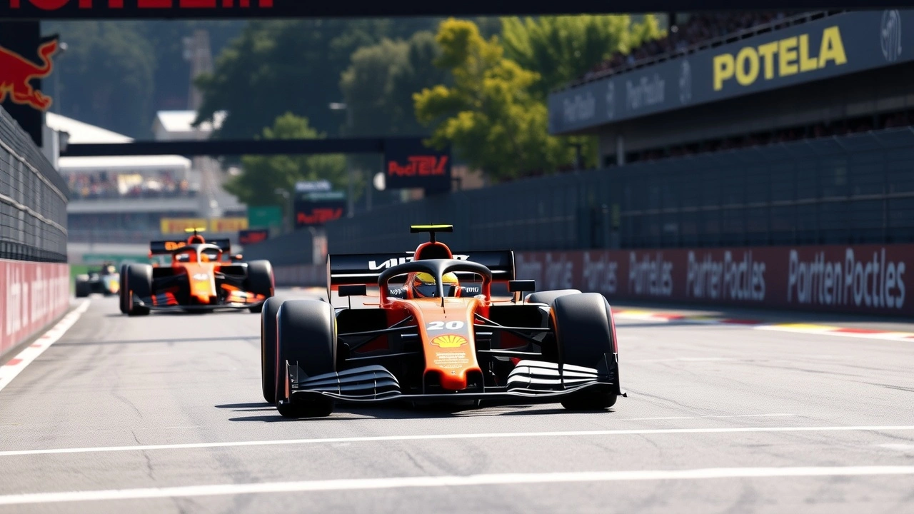 Oscar Piastri en McLaren franchissant la ligne d arrivee