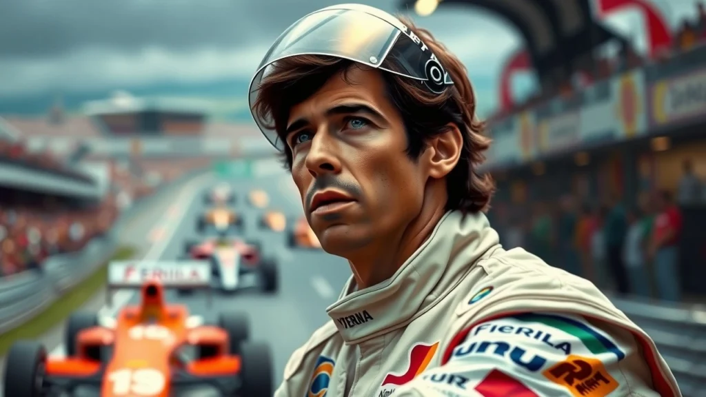 Un portrait photoréaliste d'Ayrton Senna en pleine compétition.