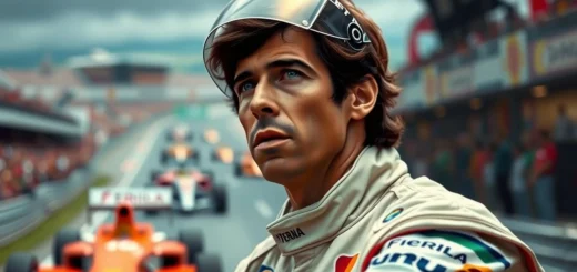 Un portrait photoréaliste d'Ayrton Senna en pleine compétition.