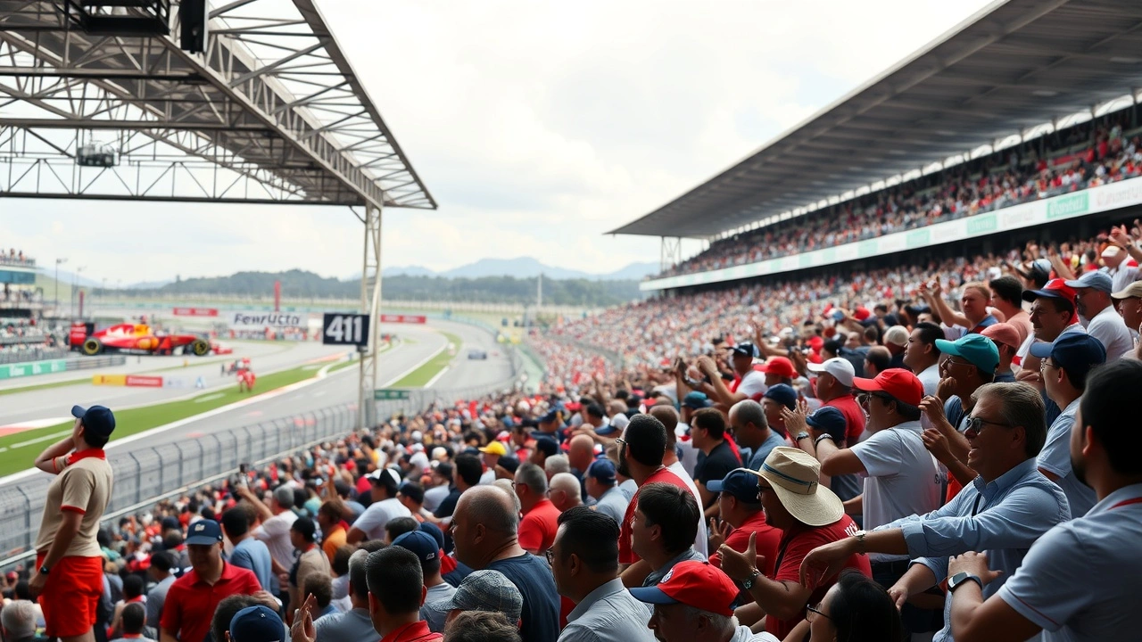fans enthousiastes supportant la course à Interlagos