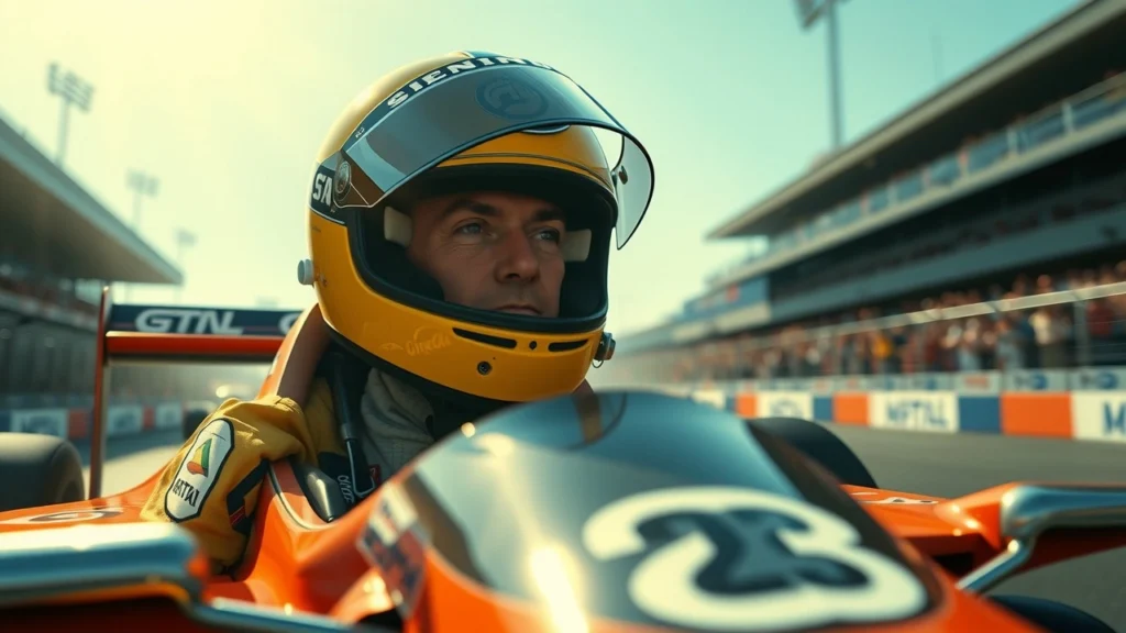 Une illustration d'Ayrton Senna en course, illustrant sa passion pour la victoire.