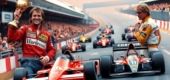 Illustration des phases clés de la carrière d'Alain Prost, montrant ses défis et victoires.