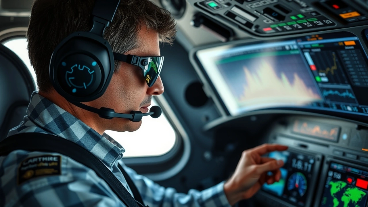 un pilote avec capteurs biométriques et affichage de données