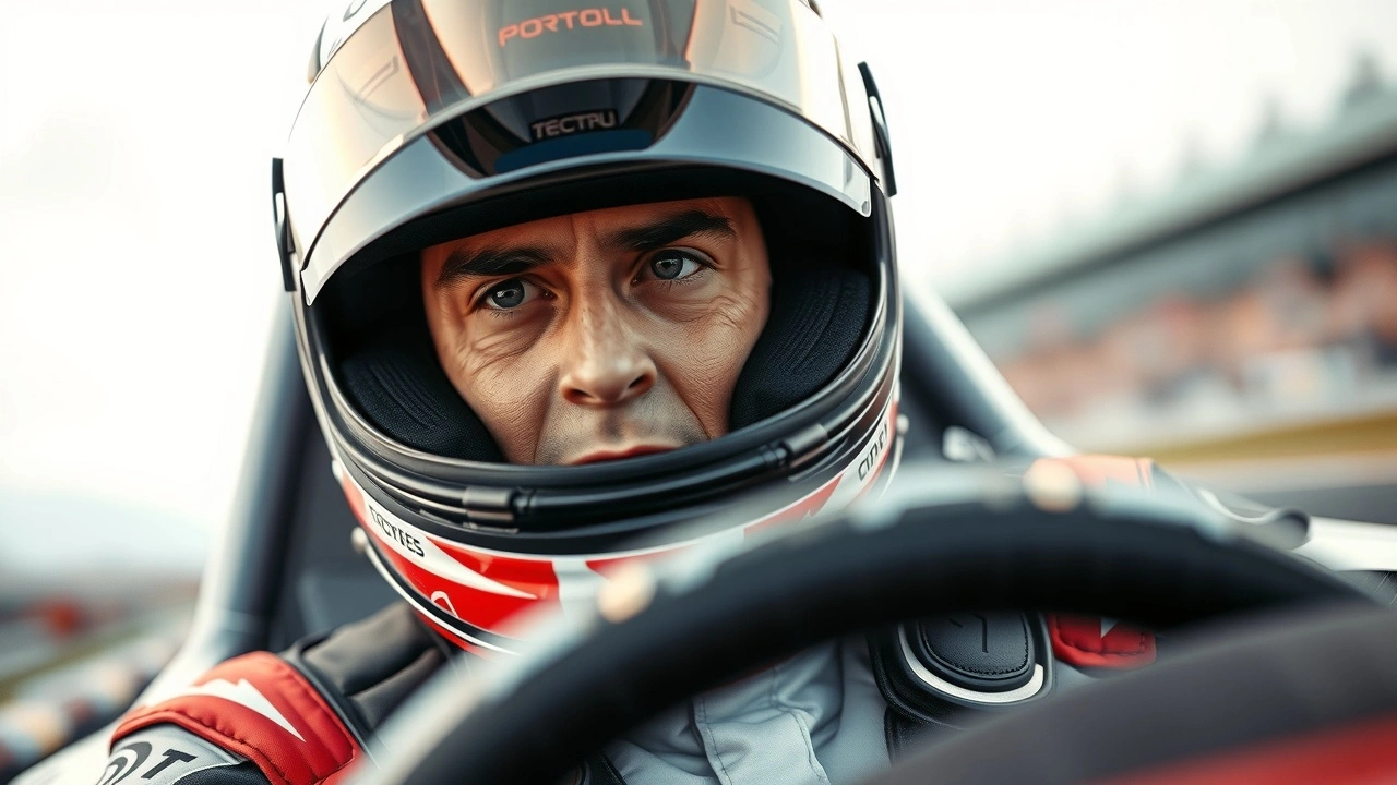 pilote de course concentré sur la piste