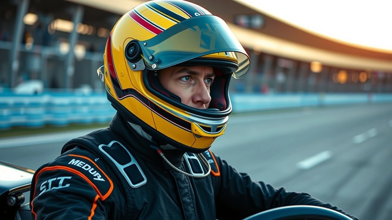 Pilote de course sur un circuit de course seul