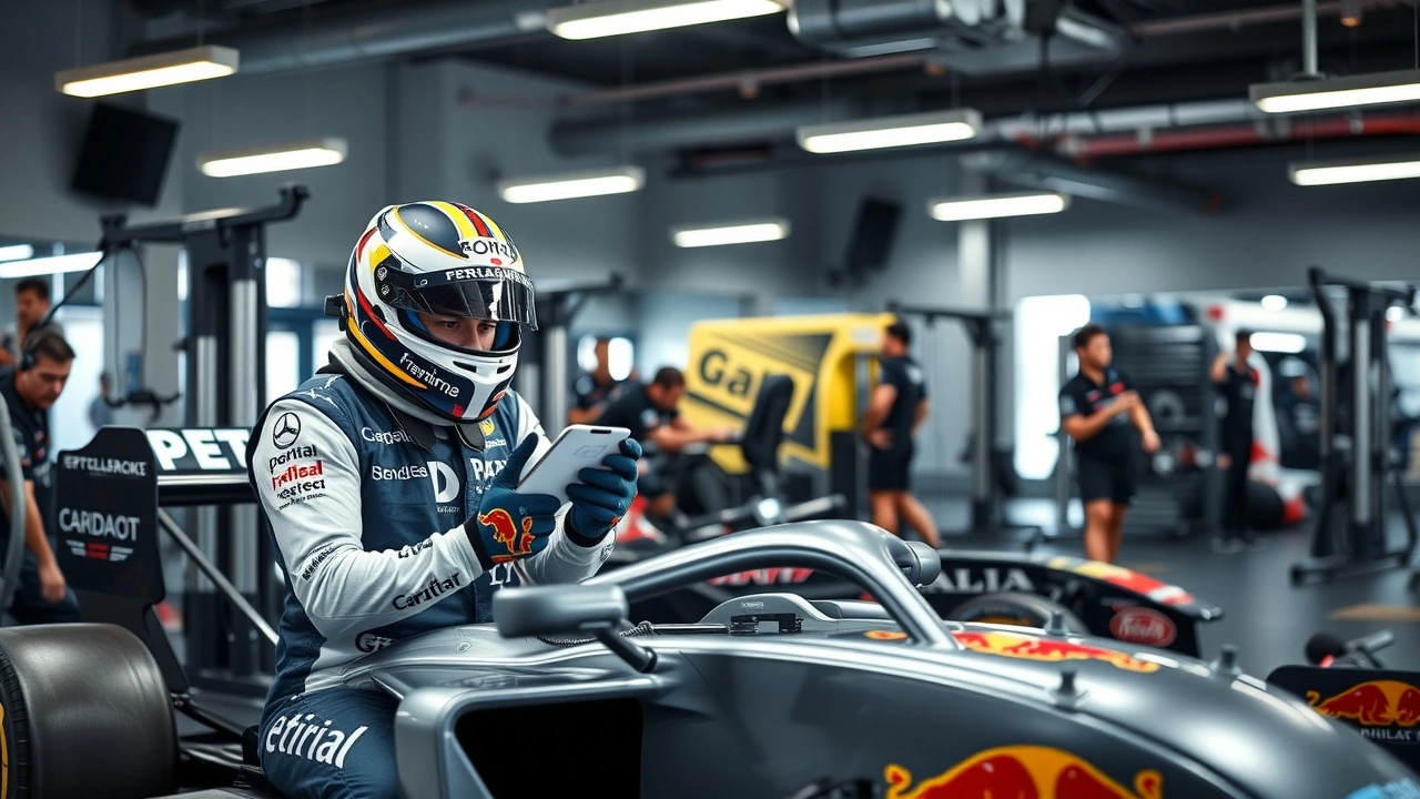 pilote de Formule 1 s'entraînant dans une salle de sport