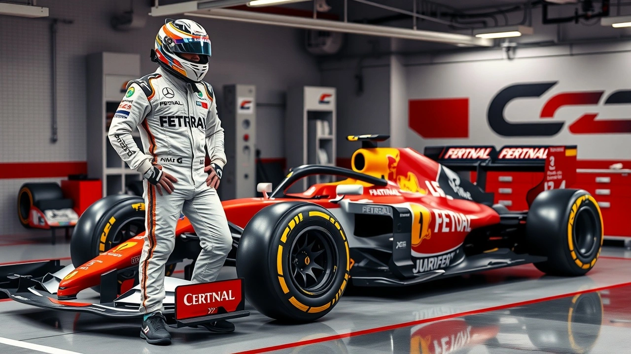 pilote de F1 dans une écurie avec une voiture